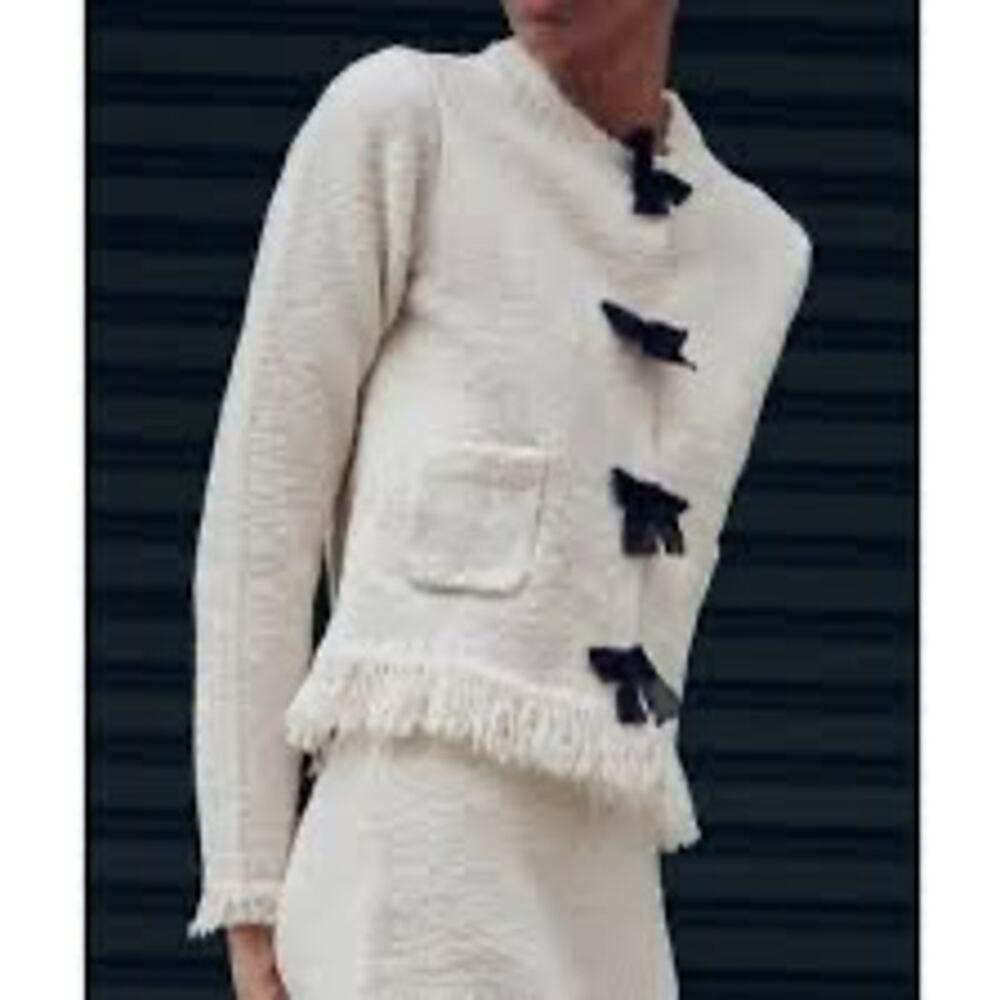 Zara Cream Sweater with Black Bows